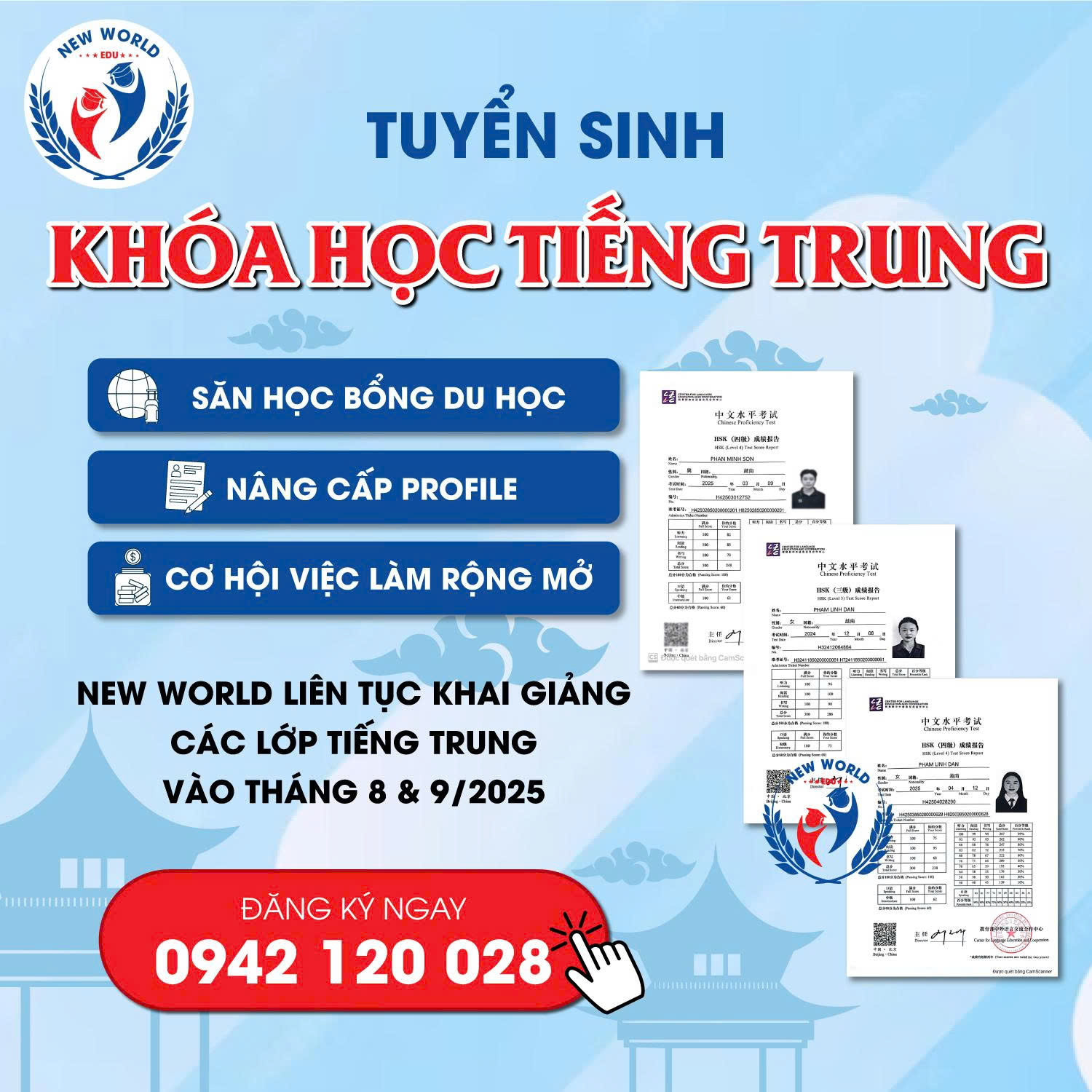 TUYỂN SINH KHÓA HỌC TIẾNG TRUNG
