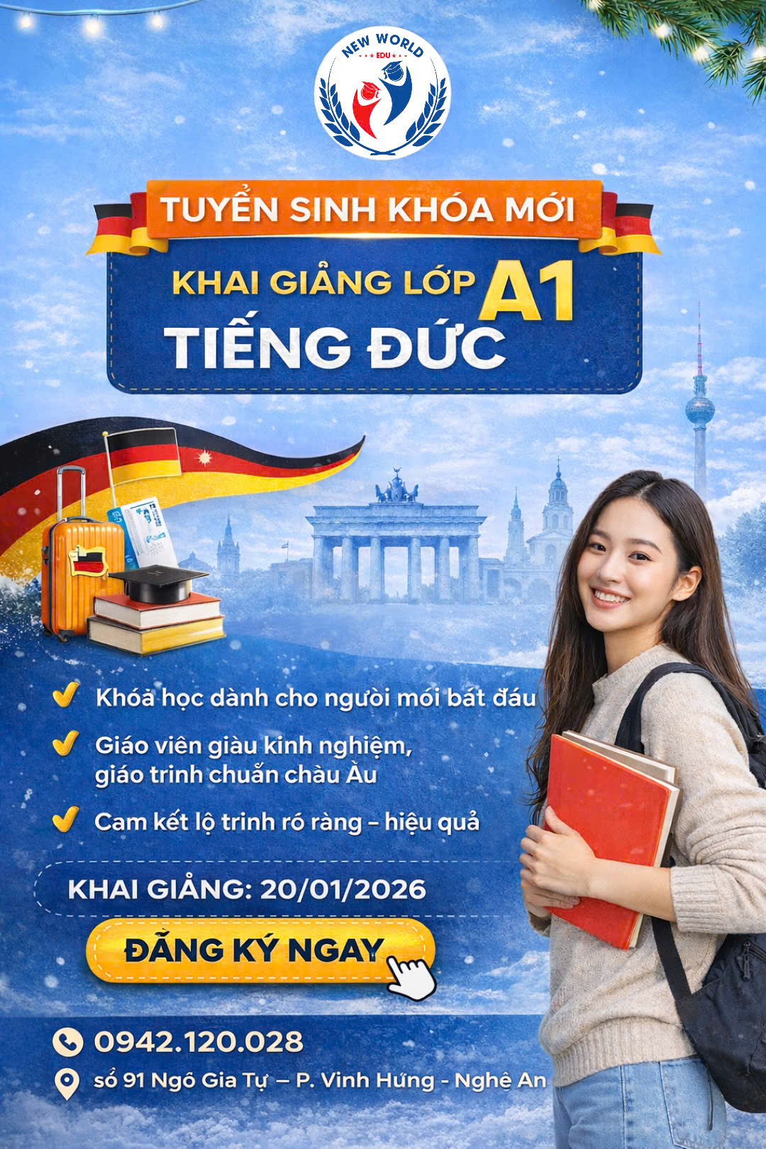 NEW WORLD EDU KHAI GIẢNG LỚP TIẾNG ĐỨC A1 VÀO THÁNG 01/2026