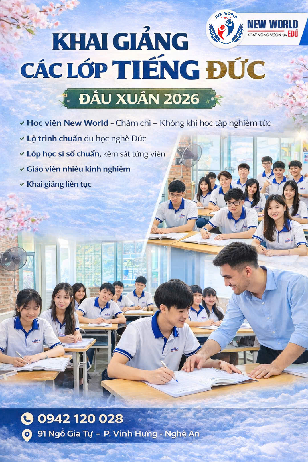 NEW WORLD EDU KHAI XUÂN - TUYỂN SINH CÁC KHÓA TIẾNG ĐỨC A1-B2