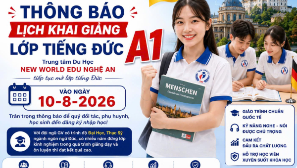 THÔNG BÁO LỊCH KHAI GIẢNG LỚP TIẾNG ĐỨC A1